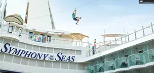 Symphony of the Seas, a wide shot of a man hanging