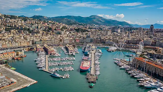 Aerial view of genoa port