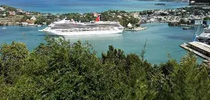 Caribbean cruise ship in Aruba Caribbean island