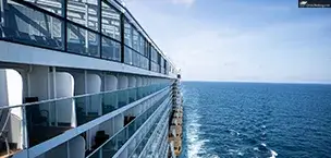 View of balcony side of cruise ship