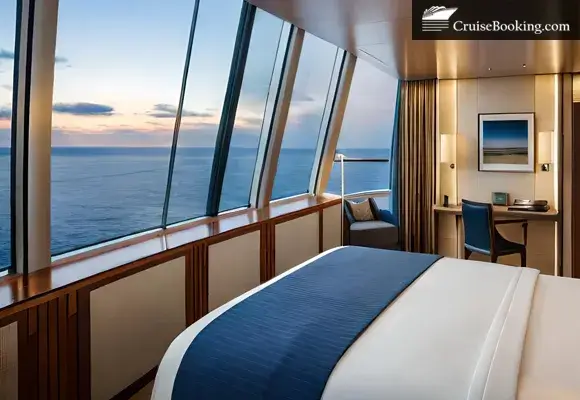 A cruise ship's view of the ocean and horizon.