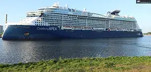 Celebrity_Cruise_Tips Celebrity Apex cruise ship sailing on ocean