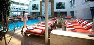 Woman in solarium on Celebrity Silhouette ship