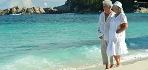 senior couple walking