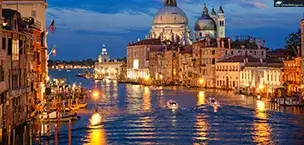 Cruise_Holidays Canal and Santa Maria della Salute church at night