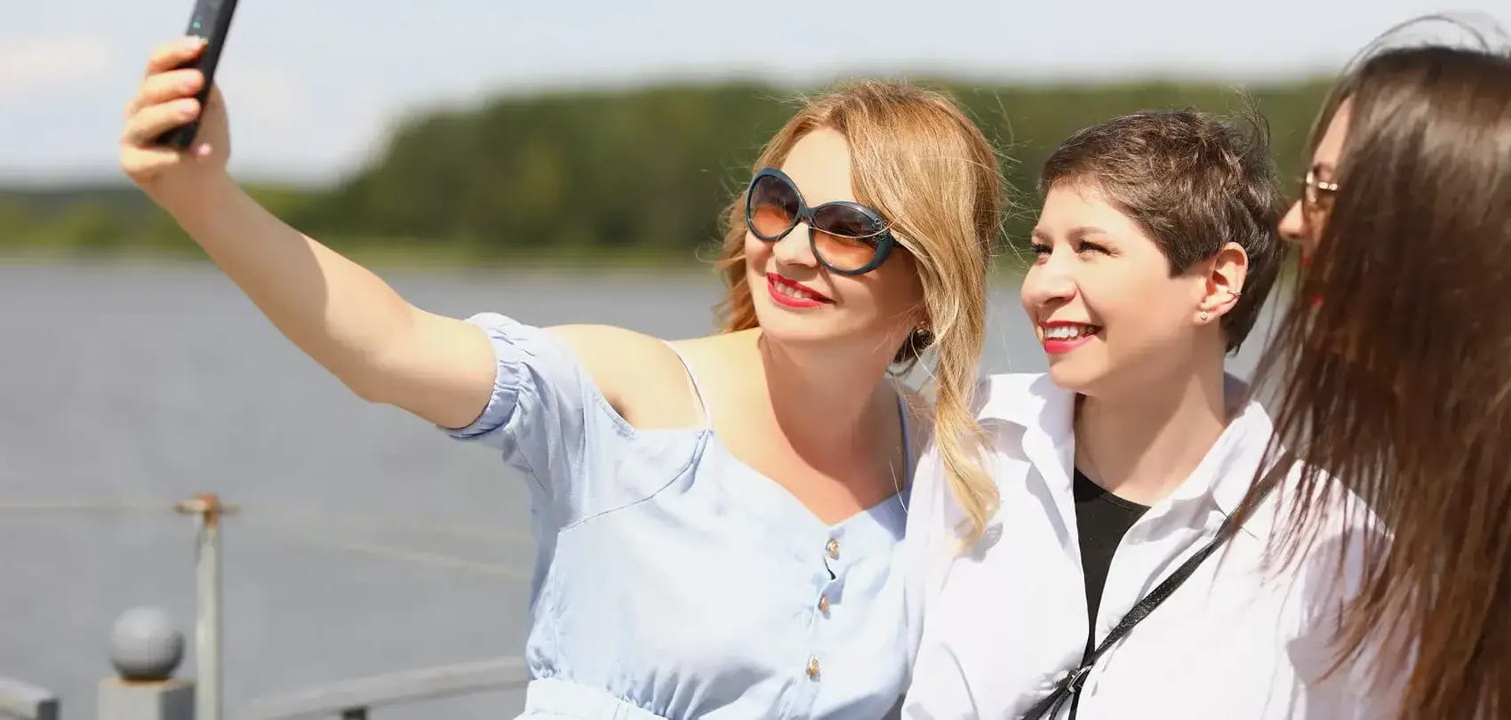 women taking selfie