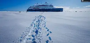Sailing in the snow on a cruise ship