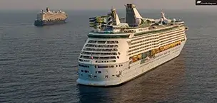 Cruise_Tips_And_Tricks Sunset on a luxury cruise liner in port