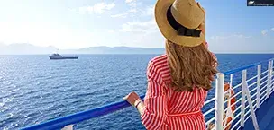 Relaxed fashion woman enjoys cruise travel