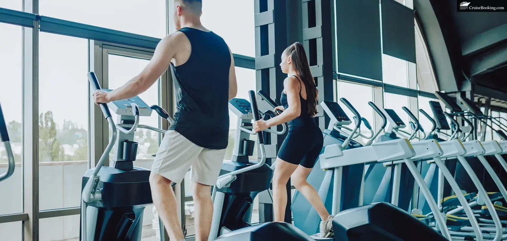 young caucasian couple sweating it out