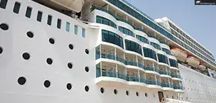 Cabins on a luxury cruise ship - side view