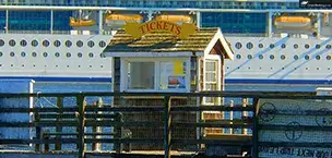 First_Time_Cruisers Booth for cruise tickets on board the ship