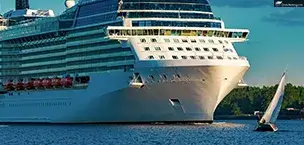 White giant brand new passenger ship