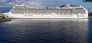 The MSC Cruise ship is in port at the moment