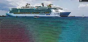 First_Time_Cruisers A cruise ship in a storm cloud over the sea