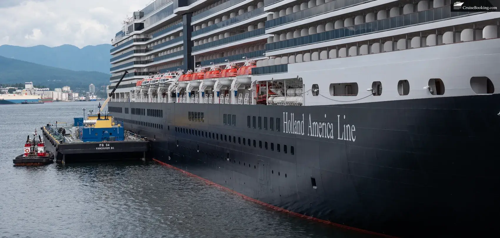 The Holland America Line cruise ship is in port