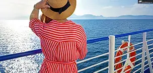 stylish woman enjoying a cruise ship vacation