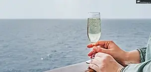 Glass held woman on deck