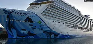 Norwegian Bliss, docked in harbor