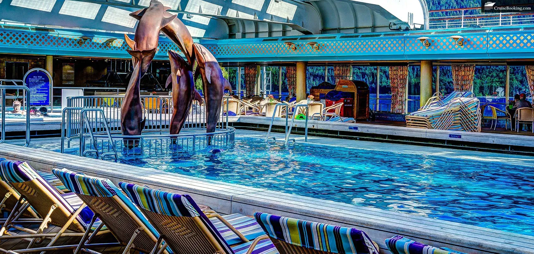 The deck of the ship's pool on a river cruise ship