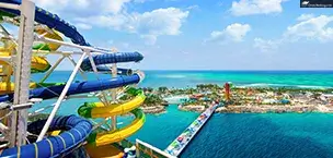 Adventure of the Seas docked at Perfect Day island