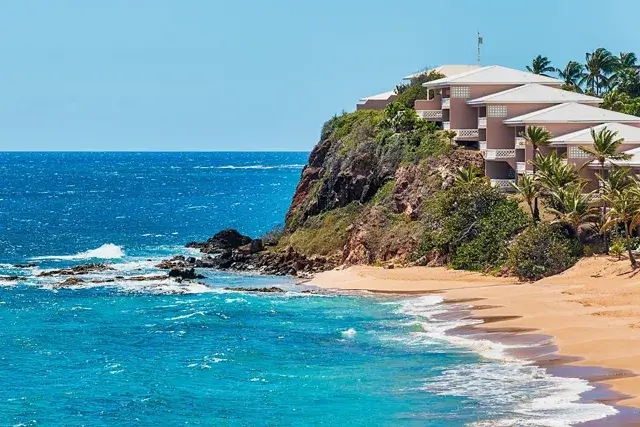 The waves, the sea, and the island of Antigua