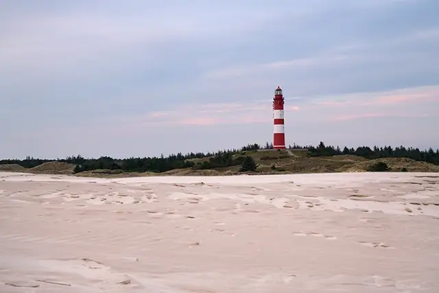 At sunset, the Wittduen lighthouse is a beautiful sight