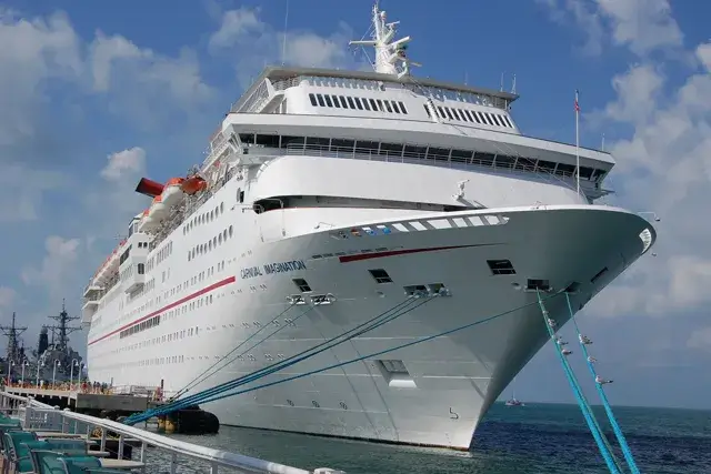 Carnival cruise ship docked at pier
