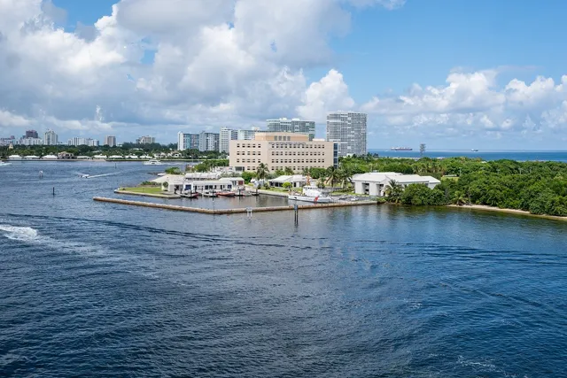 a scenic view of a ship at Port Everglades, Fort Lauderdale in Florida