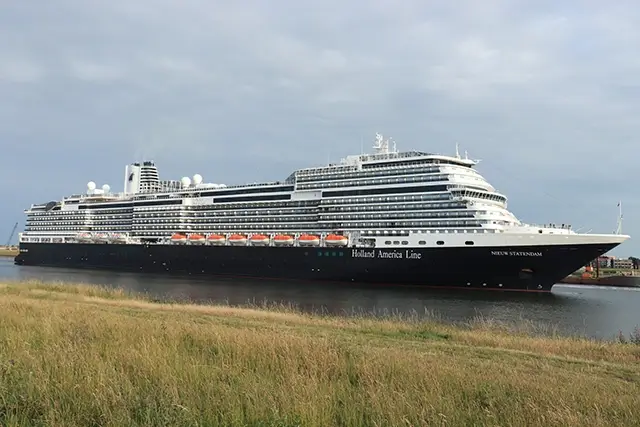 A Holland America Line ship operates the MS Nieuw Statendam