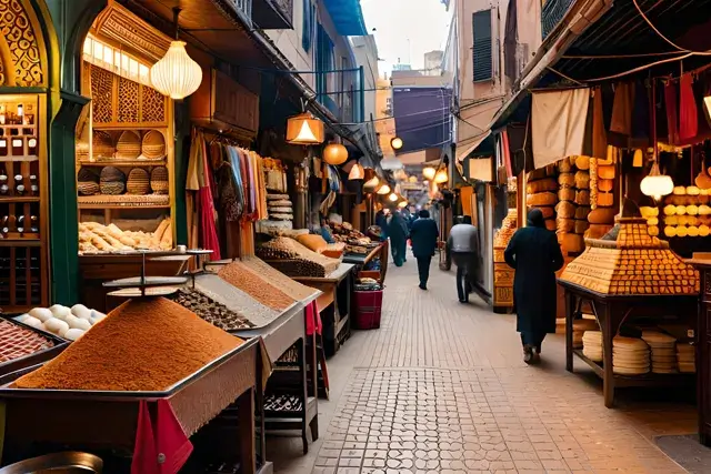 An image of a Moroccan market on a street