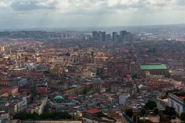 The famous spancanapoli street in Naples can be seen in this panoramic shot