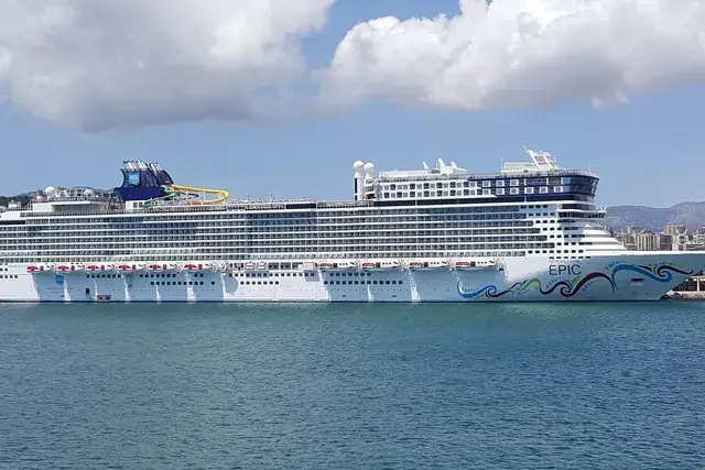 Norwegian Epic cruise docked in harbor