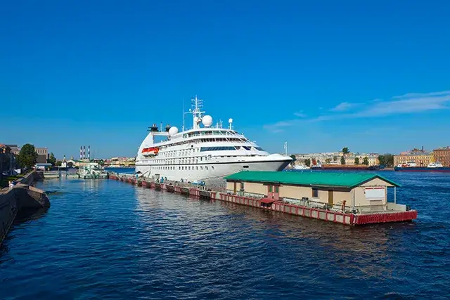 Port of Saint Petersburg with a cruise liner