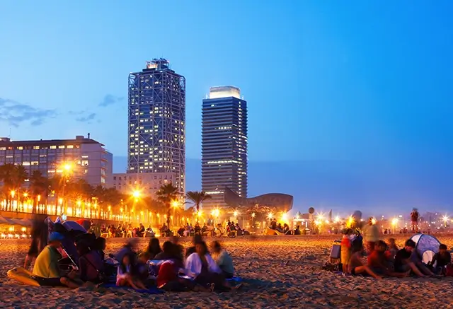 The beach of Somorrostro in Barcelona, Spain