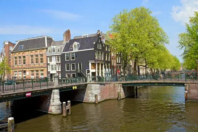 A view of the canal ring bridges in Amsterdam, Holland