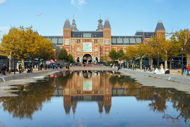 The famous Rijksmuseum is located in Amsterdam, the Netherlands. A lot of tourists visit this place