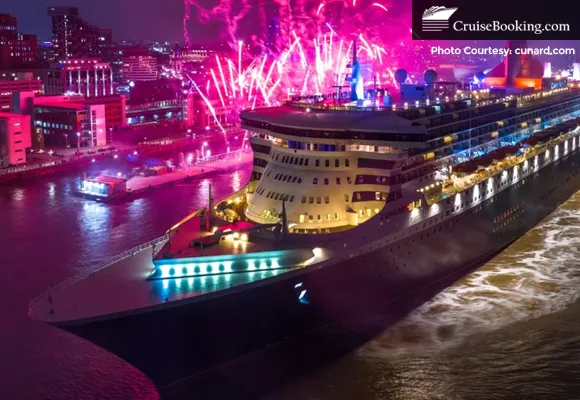 Pyrotechnics show ahead of Eurovision on Queen Mary 2