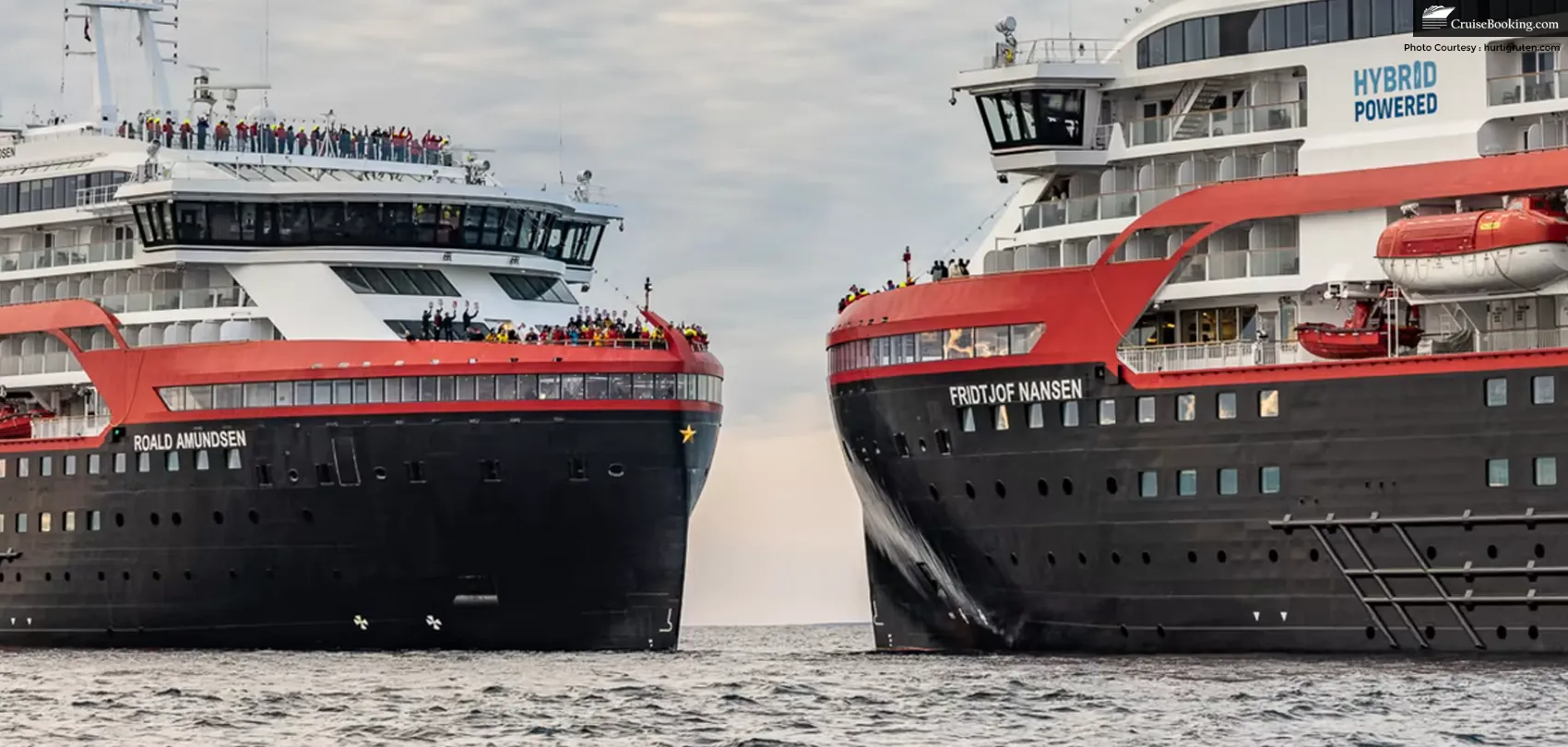 Hurtigruten Hybrid Cruise Ships Meet in Northwest Passage